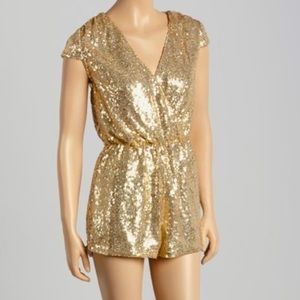 Gold Sequin Romper Hommage from Los Angeles
